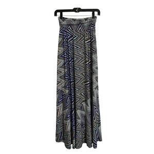 Nina & Mee Skirt Womens S Maxi Long A-Line Blue Black Brown Stretchy Pull On